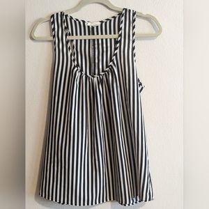 Everly Black And White Stripped Tank, Racer Back, Size Medium to Large